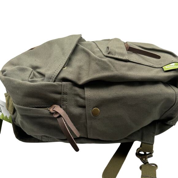 Canvas Daypack in Olive Army Green – Travel, Hike & Commute Backpack *NEW - Picture 7 of 12